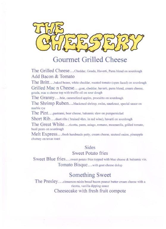 The Cheesery Menu The Cheesery Menu