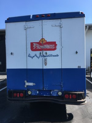 Empty Food Truck for Sale Doors Closed on back of Food Truck