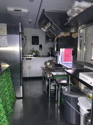 Inside View of Green Trailer for Sale