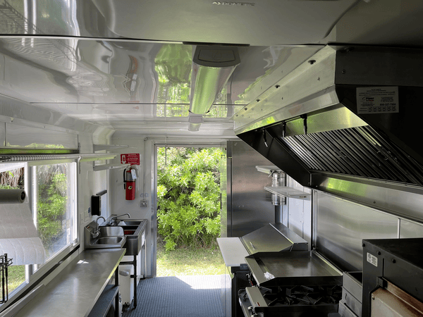 Food Trailer With Full Cookline and Pizza Oven Kitchen of Pizza Food Trailer