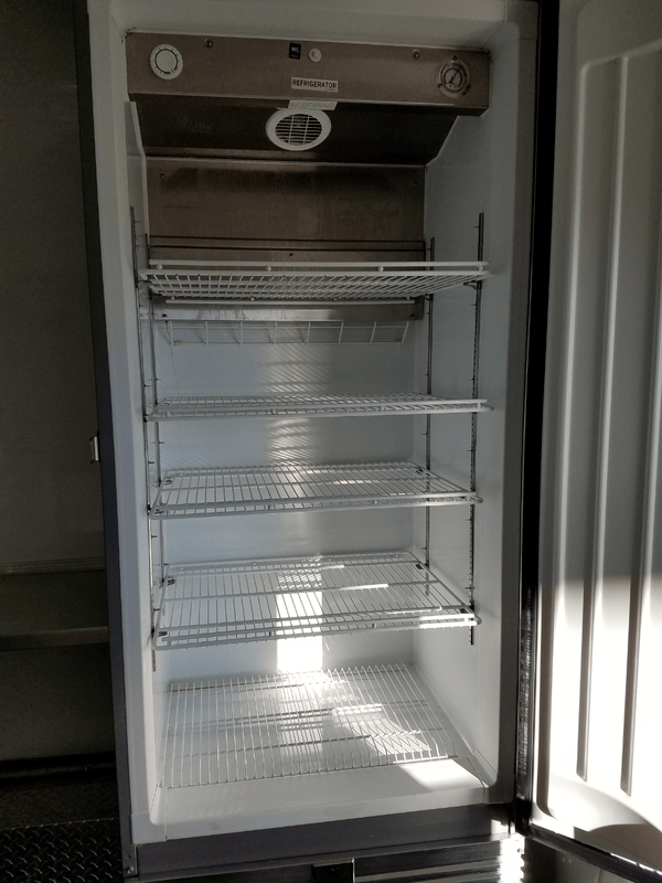Drink Fridge and Shelving on Food Trailer for Sale Drink Fridge and Shelving on Food Trailer for Sale