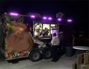Burger Food Trailer for Sale in Florida Night Time View of Trailer