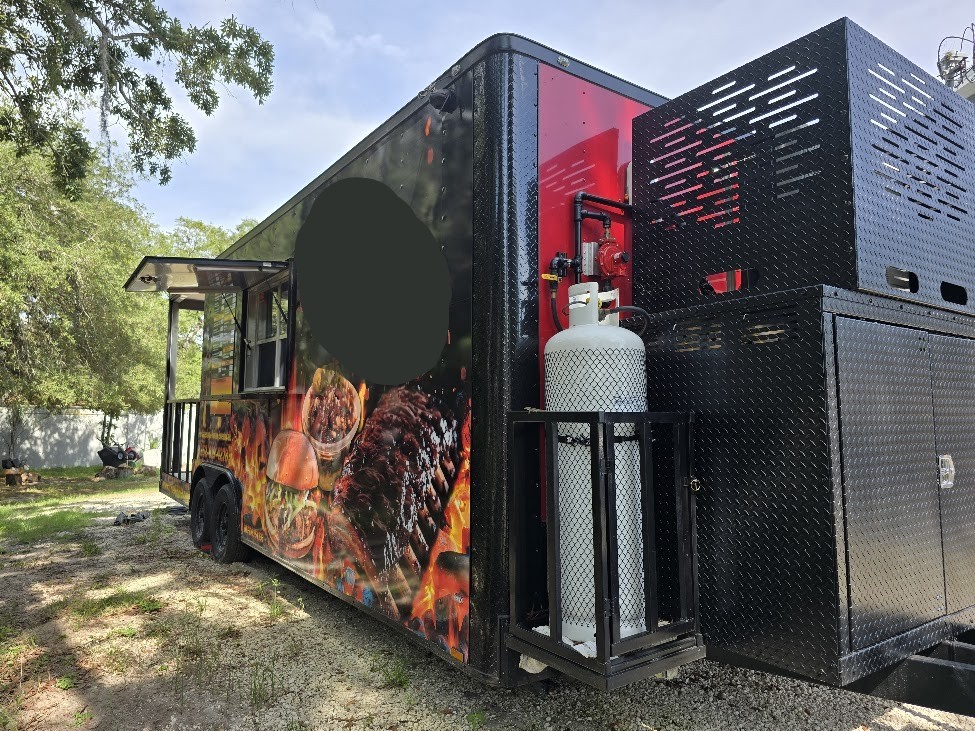 BBQ Trailer For Sale in Florida BBQ Trailer with Porch and Hood with Suppression Inside